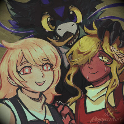 Three Character Bust Coloured Sketch